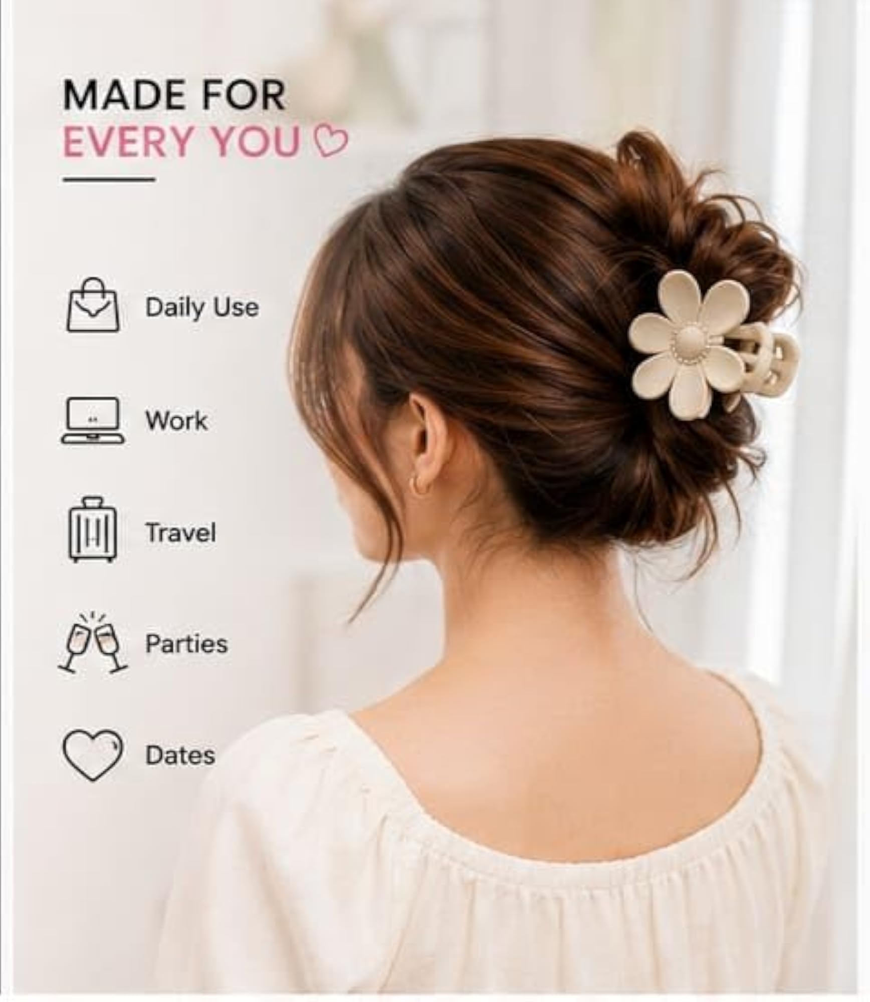 Matte Flower Hair Claw Clips for Women